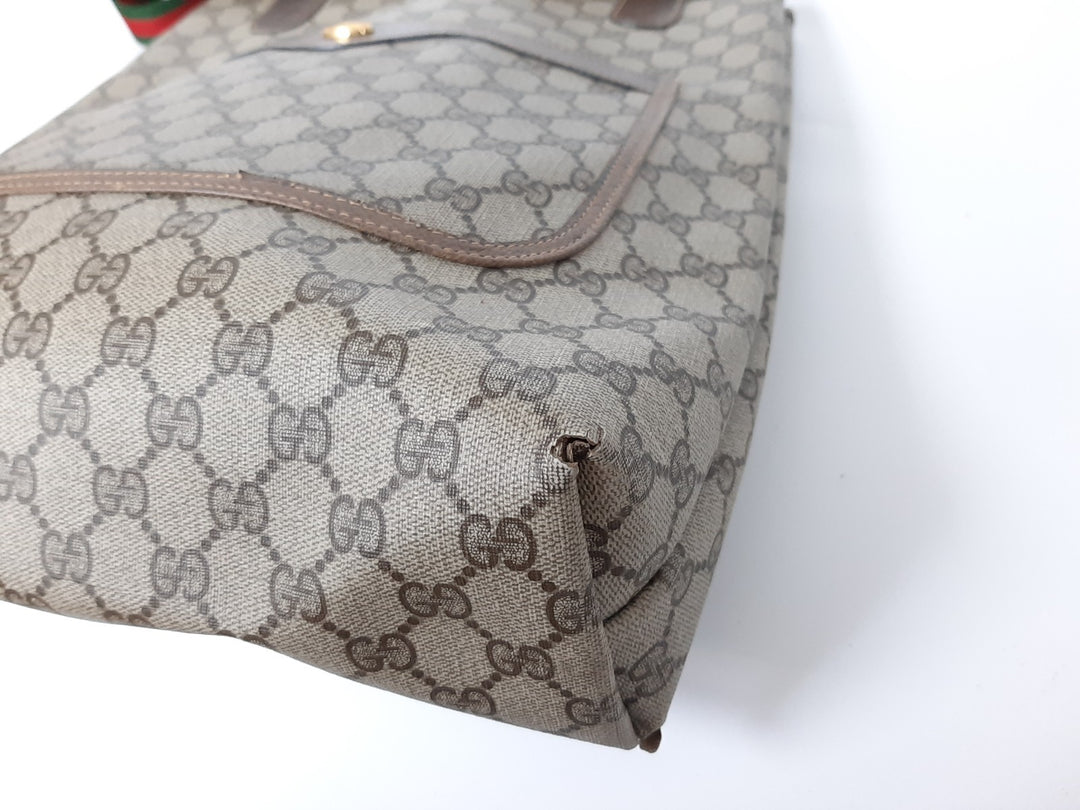 Gucci Sherry Line Tote Bag Schultertasche GG Muster Braun PVC Leder11