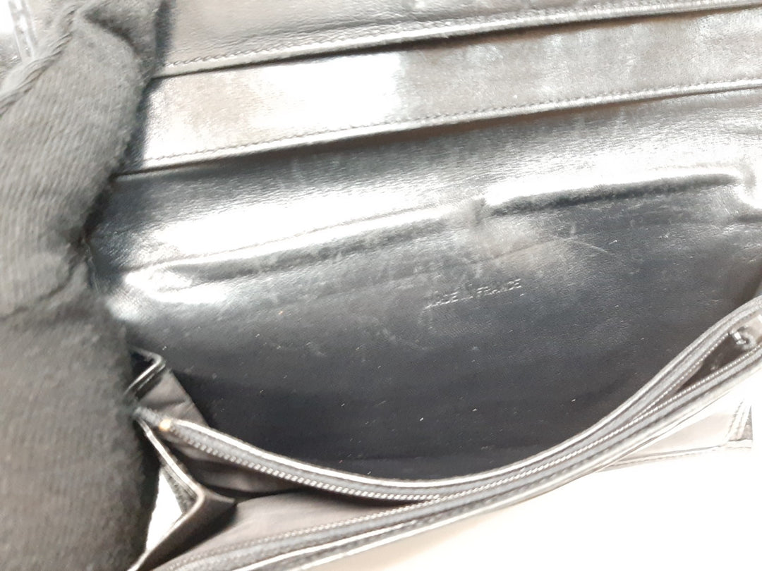 Chanel Lackleder Lange Geldbörse Schwarz CC Logo Silber13