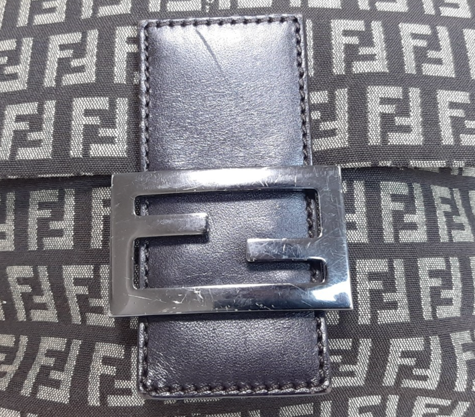 FENDI Zucca Mamma Baguette Shoulder Hand Bag Canvas Leather Brown1