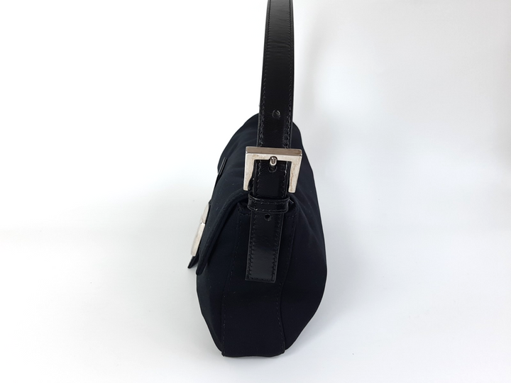 FENDI Zucca Mamma Baguette Shoulder Hand Bag Canvas Leather Black5