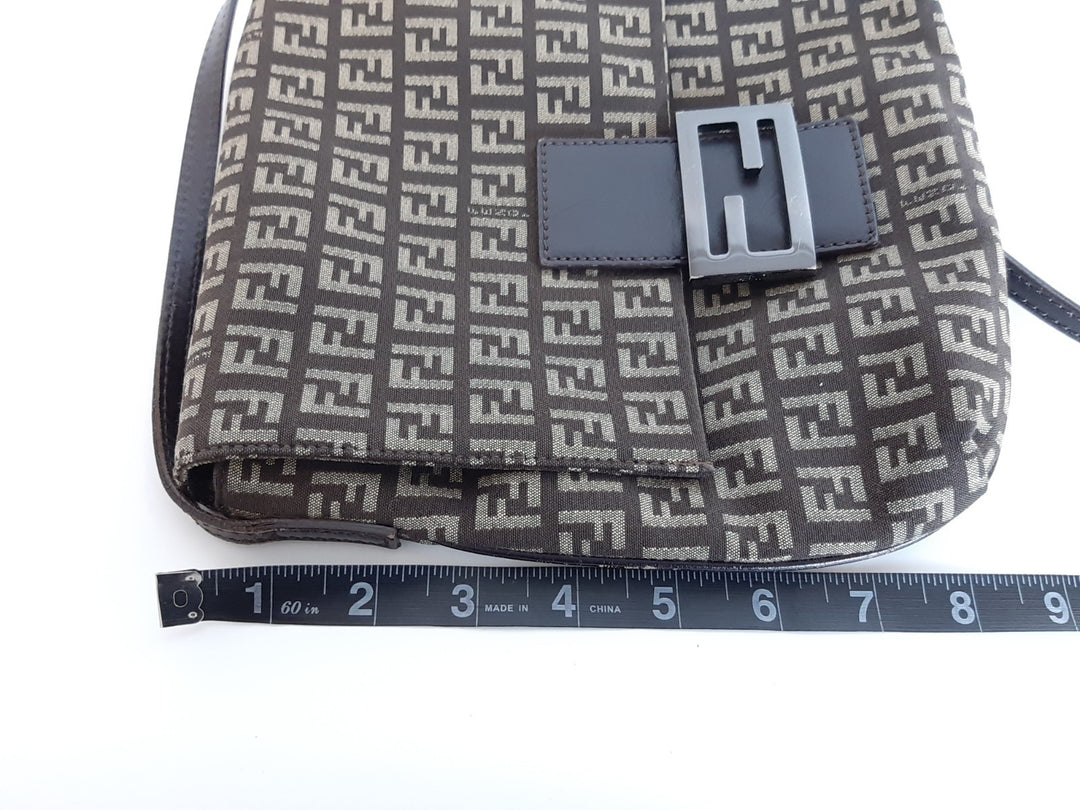 FENDI Zucca Mamma Baguette Shoulder Hand Bag Canvas Leather Brown10