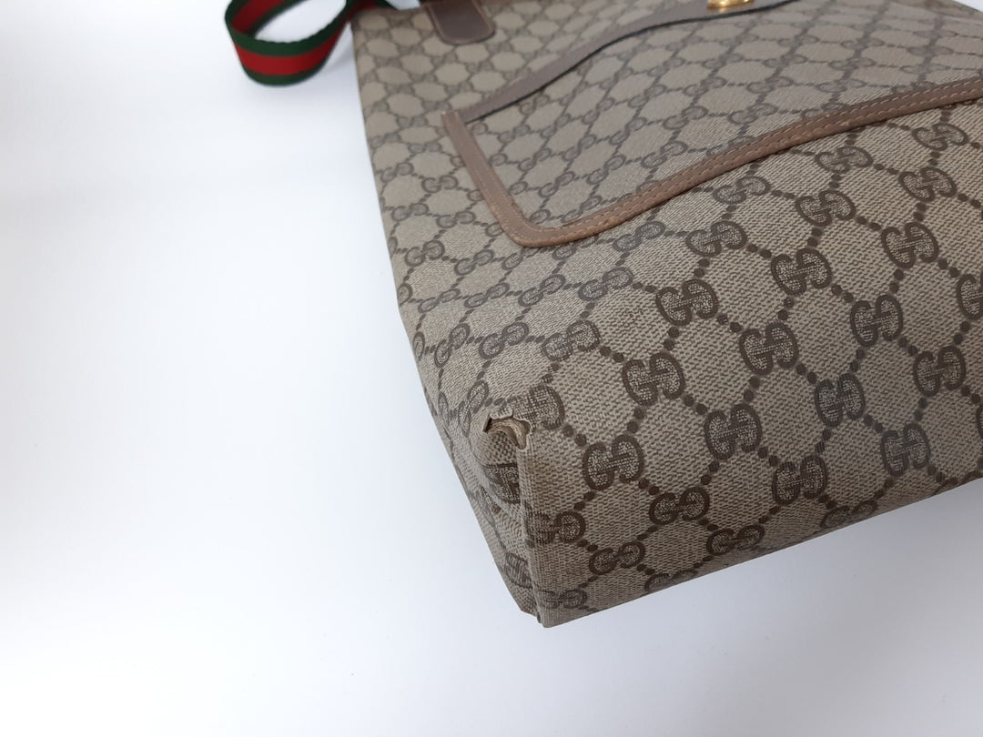 Gucci Sherry Line Tote Bag Schultertasche GG Muster Braun PVC Leder10
