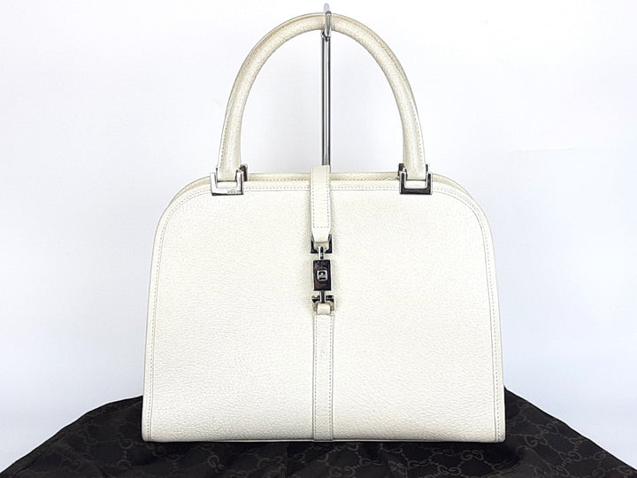 Gucci Jackie GG Canvas Handbag One Shoulder Tote Bag White Silver Hardware0