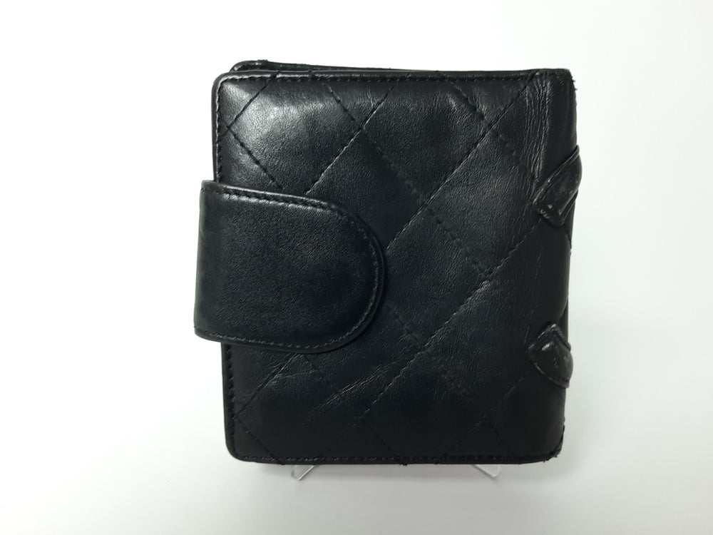 CHANEL Cambon Folding Lambskin Black x White Pink Silver Hardware1