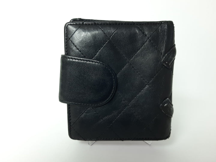 CHANEL Cambon Folding Lambskin Black x White Pink Silver Hardware1