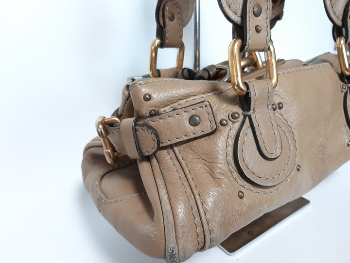 Chloe Mini Paddington Handbag Beige Light Brown Leather Gold Padlock Key5