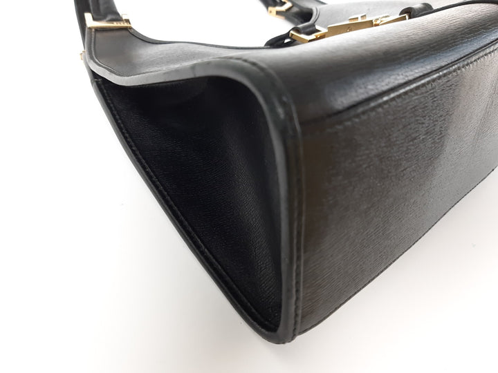 Gucci Jackie GG Leather Handbag One Shoulder Tote Bag Black Gold Hardware7