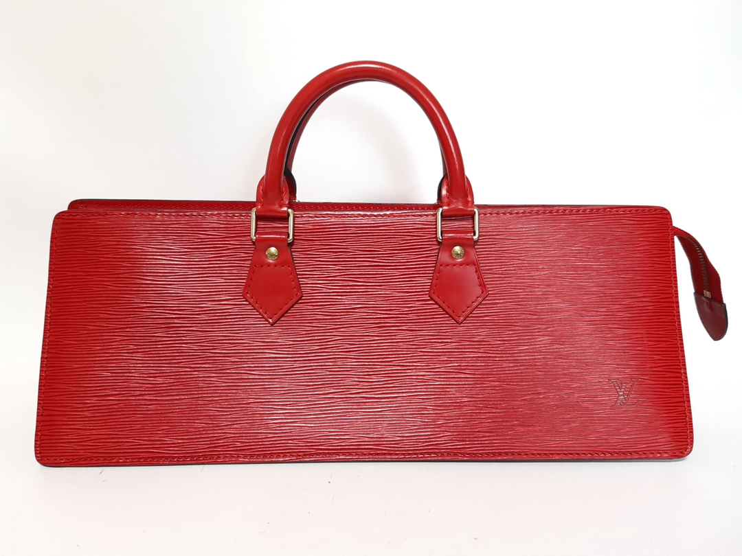 Louis Vuitton Sac Triangle Epi Handbag M52097 Red Gold Hardware MI09550