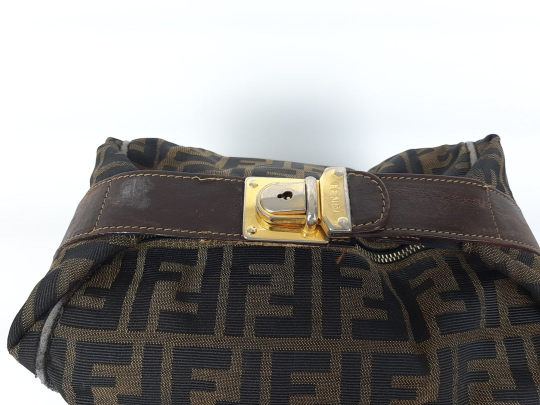 Fendi Zucca Mamma Baguette Brown Hand Bag Gold Hardware Canvas Leather2
