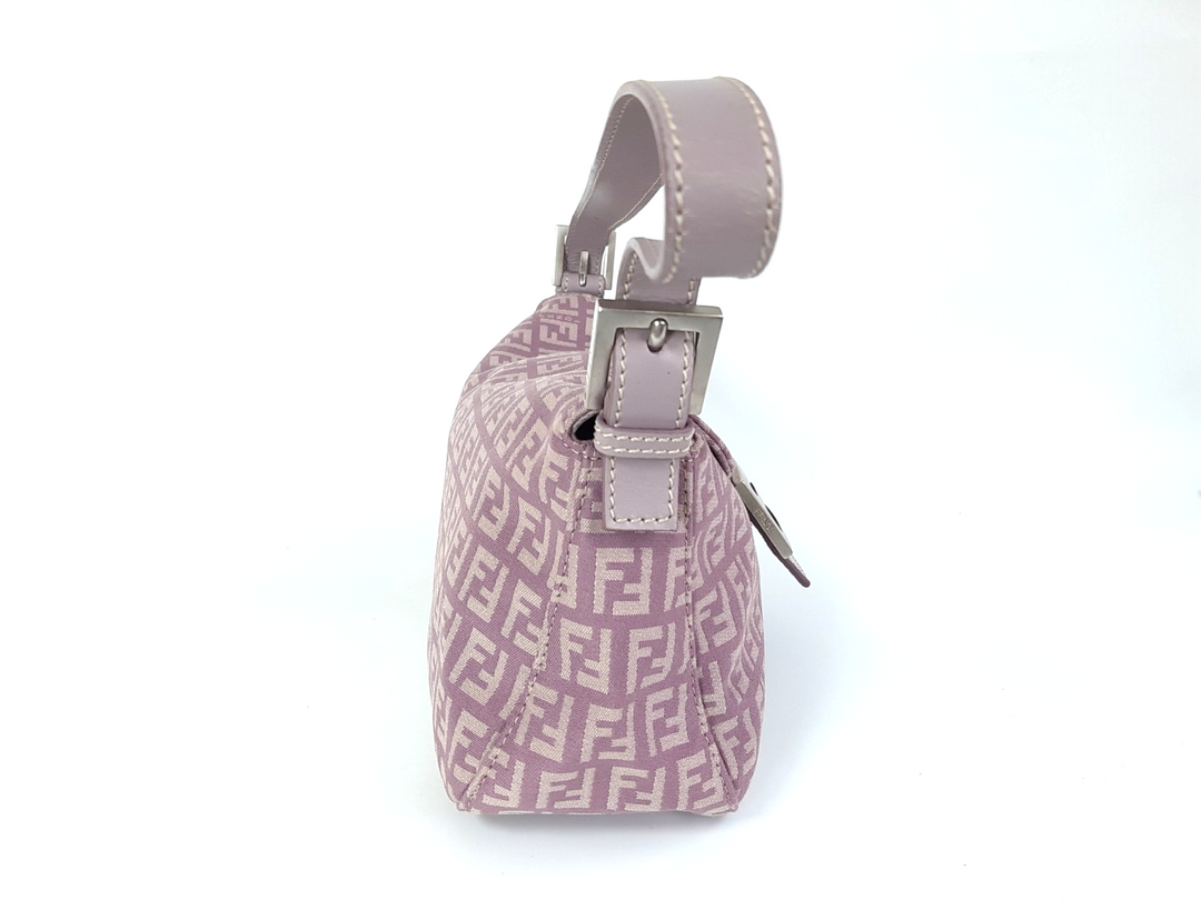 FENDI Zucca Mamma Baguette Shoulder Hand Bag Canvas Leather Pink Dust Bag3
