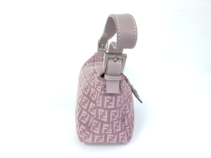 FENDI Zucca Mamma Baguette Shoulder Hand Bag Canvas Leather Pink Dust Bag3