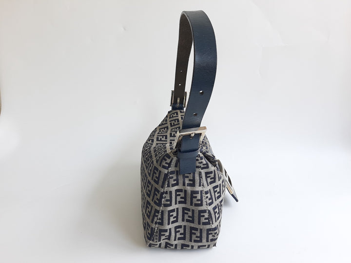 FENDI Zucca Mamma Baguette Shoulder Hand Bag Canvas Leather Gray3