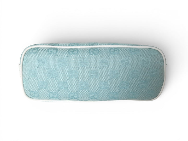 Gucci Bag Accessory Pouch Purse GG Canvas Blue White Gold Hardware3