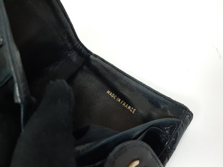Chanel Bicolore Quilted Leather Folding Wallet Black CC Logo Silver9