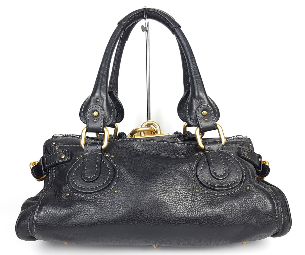 Chloe Paddington Black Glod Padlock Key Women's Hand Shoulder Bag1