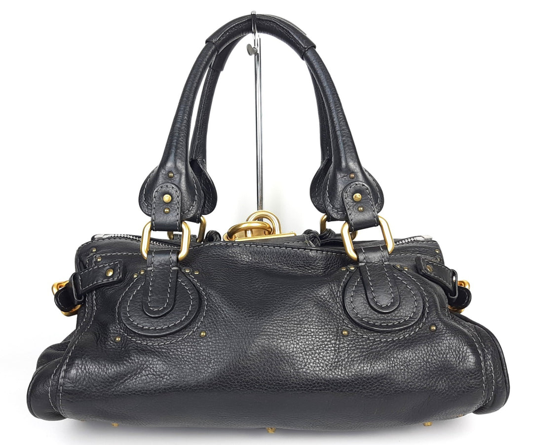Chloe Paddington Black Glod Padlock Key Women's Hand Shoulder Bag1