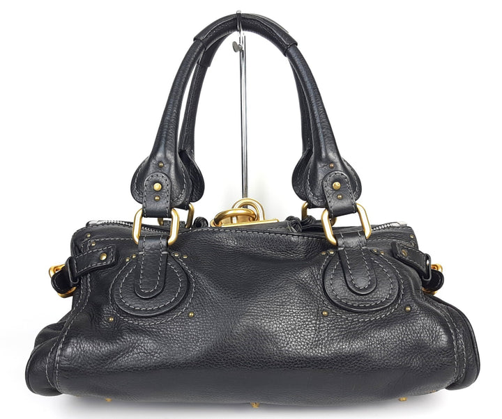 Chloe Paddington Black Glod Padlock Key Women's Hand Shoulder Bag1