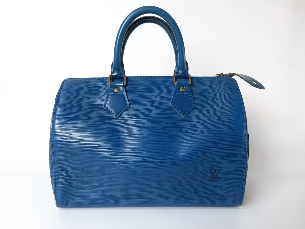 Louis Vuitton Handbag Speedy 25 Epi Leather M43015 Blue Boston VI1904 Padlock1