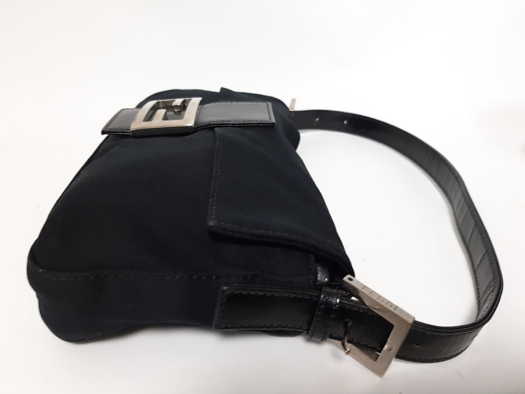 FENDI Zucca Mamma Baguette Shoulder Hand Bag Canvas Leather Black4