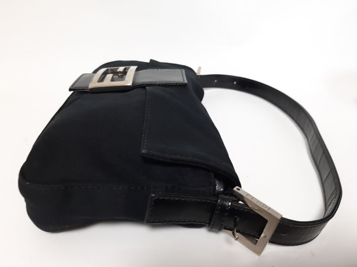 FENDI Zucca Mamma Baguette Shoulder Hand Bag Canvas Leather Black4