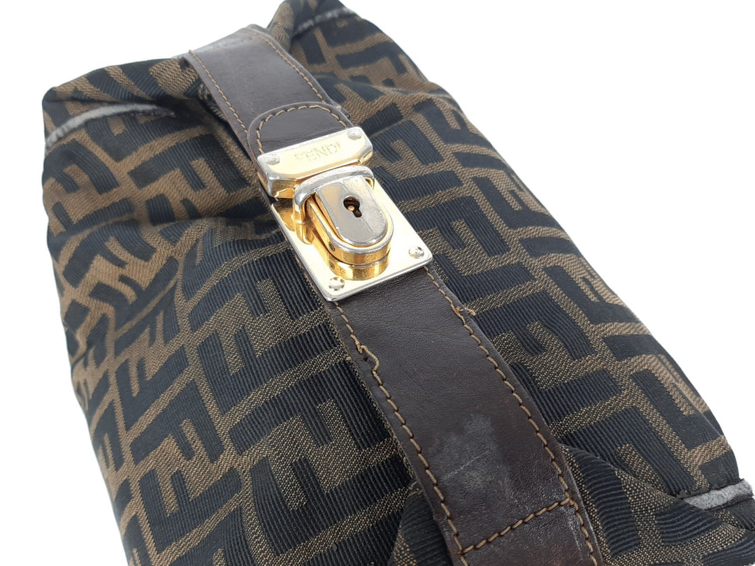 Fendi Zucca Mamma Baguette Brown Hand Bag Gold Hardware Canvas Leather8