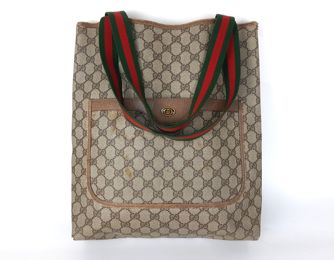 Gucci Sherry Line Tote Bag Shoulder Bag GG Pattern Brown PVC Leather0
