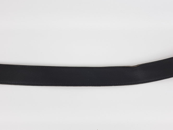 HERMES Constance H Buckle Belt Reversible Leather Orange Black Silver Size 752