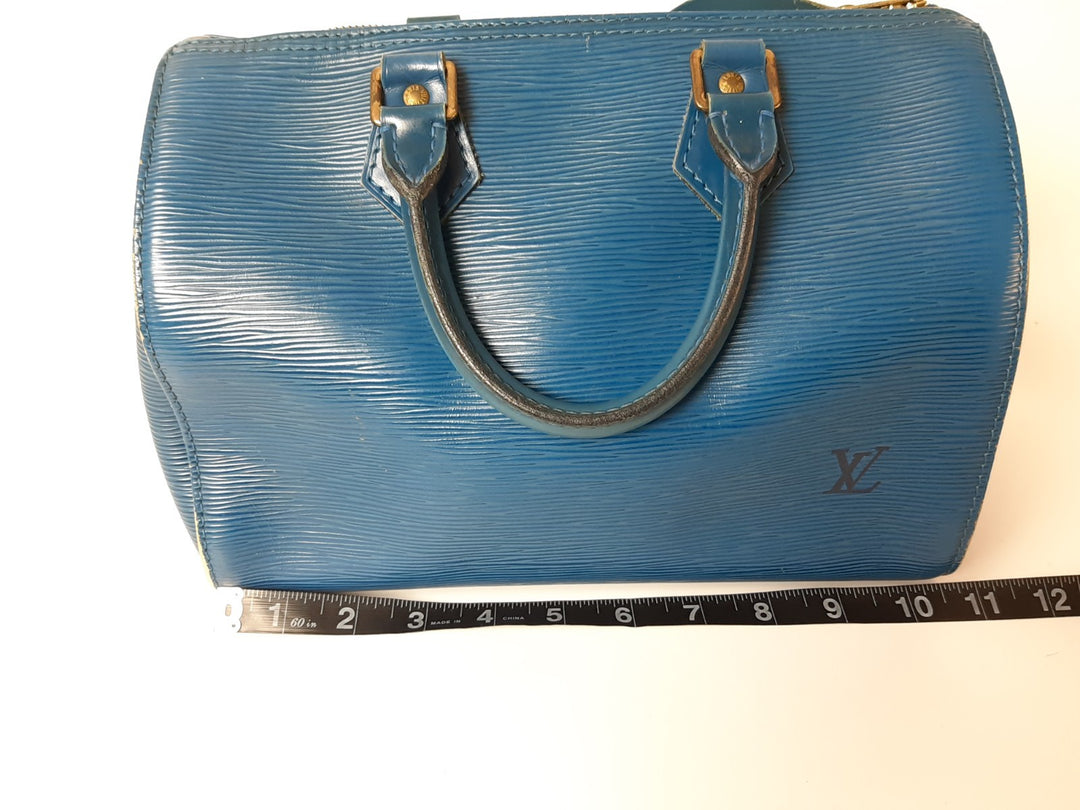 Louis Vuitton Handbag Speedy 25 Epi Leather M43015 Blue Boston VI1904 Padlock16