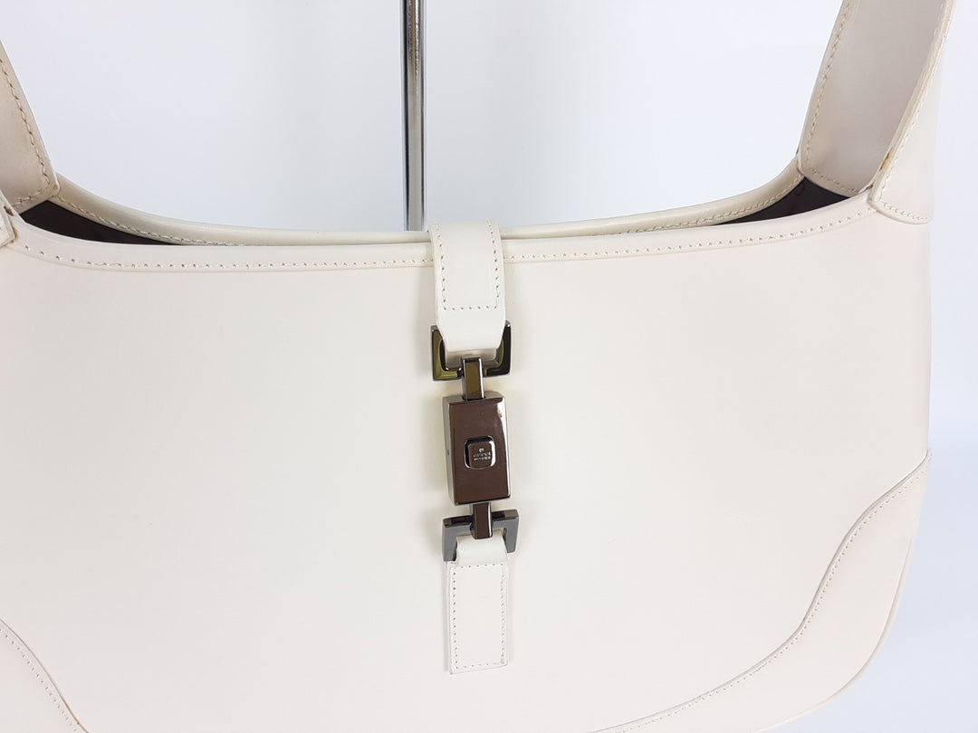 Gucci Jackie GG Canvas Handbag One Shoulder Tote Bag White Silver Hardware2