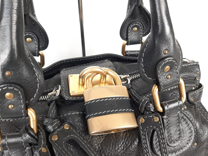 Chloe Paddington Black Glod Padlock Key Women's Hand Shoulder Bag2