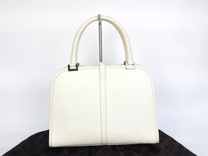 Gucci Jackie GG Canvas Handbag One Shoulder Tote Bag White Silver Hardware1