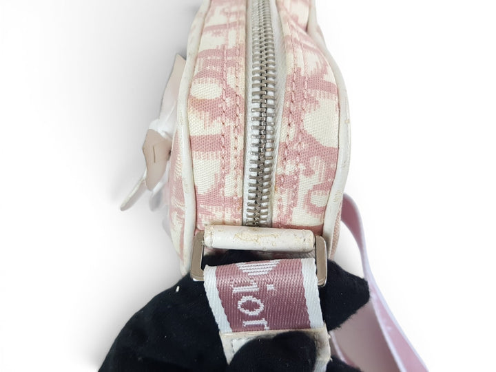 Christian Dior Trotter Canvas Shoulder Bag Pink Silver Shoulder Strap7