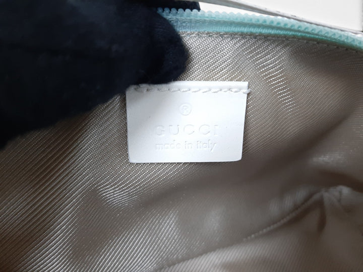 Gucci Bag Accessory Pouch Purse GG Canvas Blue White Gold Hardware7