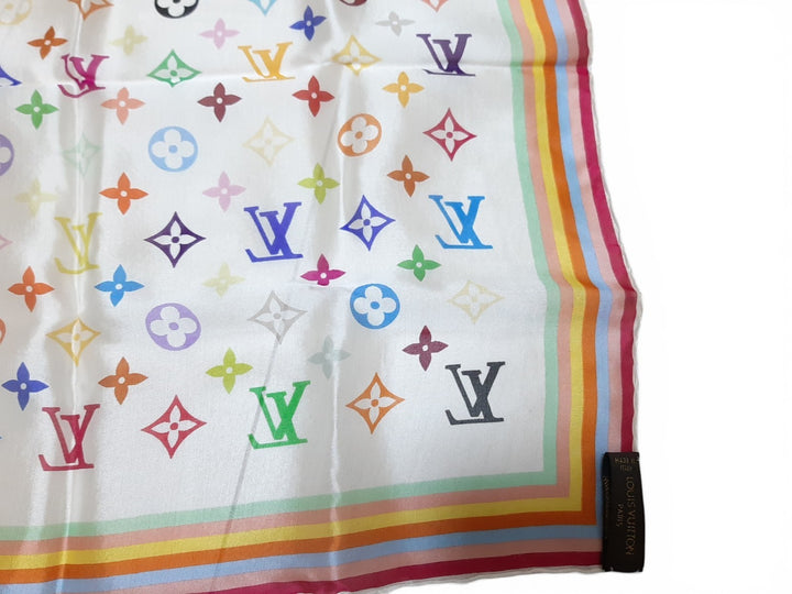 Louis Vuitton Multicolor Scarf Monogram White Takashi Murakami Box10
