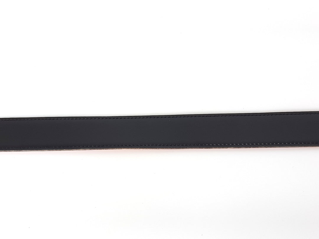 HERMES Constance H Buckle Belt Reversible Leather Orange Black Silver Size 70 R7