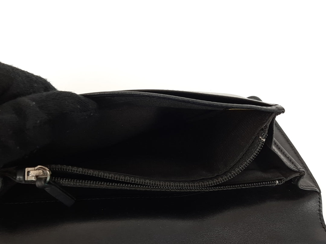 CHANEL CC Logo Black Leather Bifold Long Wallet Silver Hardware with Box6