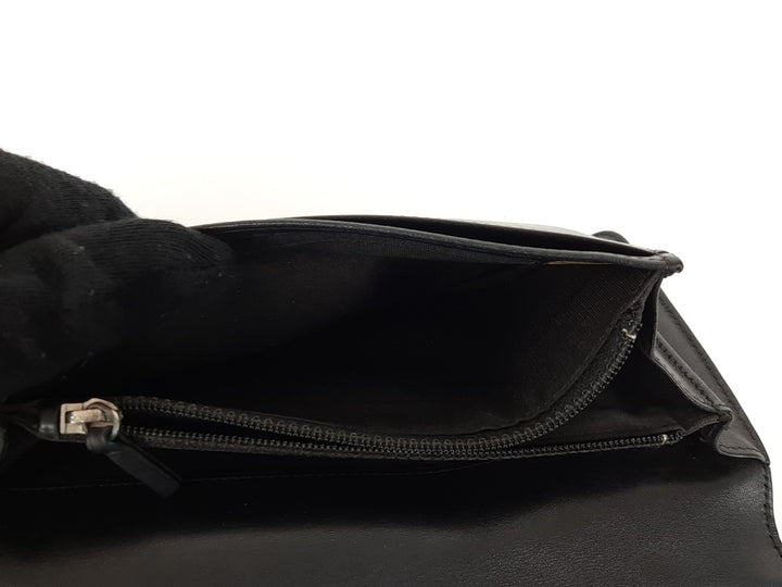 CHANEL CC Logo Black Leather Bifold Long Wallet Silver Hardware with Box6