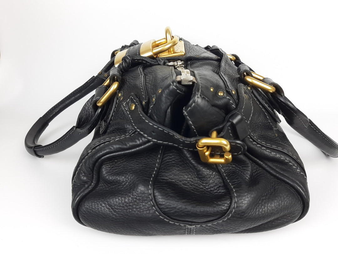 Chloe Paddington Black Glod Padlock Key Women's Hand Shoulder Bag3