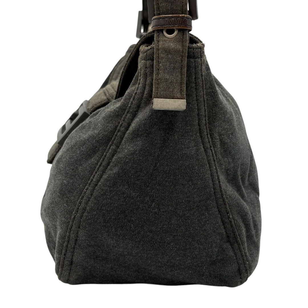 FENDI Zucca Mamma Baguette Shoulder Hand Bag Canvas Leather Gray4