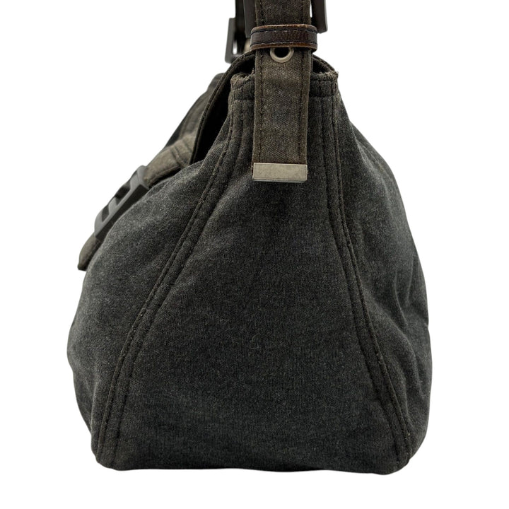 FENDI Zucca Mamma Baguette Shoulder Hand Bag Canvas Leather Gray4