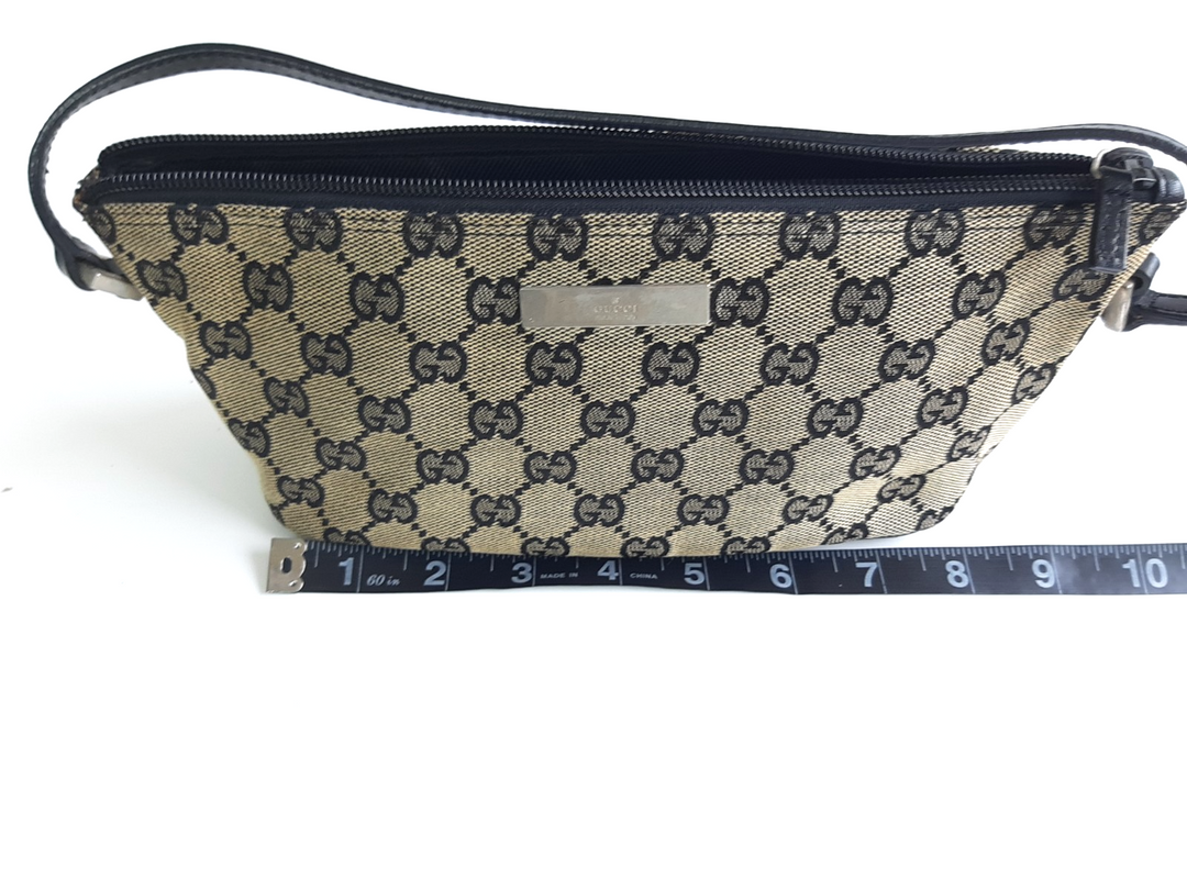 Gucci Bag Accessory Pouch Purse GG Canvas Gray Brown Silver Hardware9