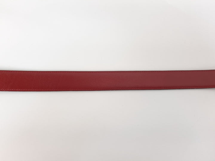 HERMES Constance H Buckle Belt Reversible Leather Red Brown Silver Size 654