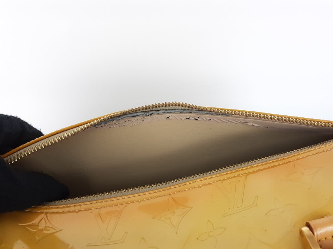 Louis Vuitton Vernis Bedford Hand Bag M91006 Monogram Yellow TH093912