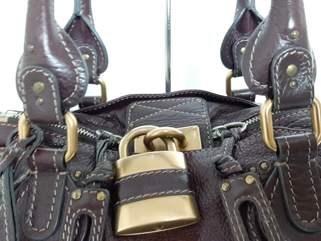 Chloe Paddington Brown Glod Padlock Key Women's Hand Shoulder Bag5