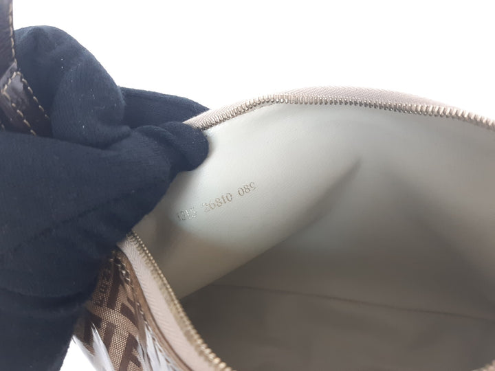 FENDI Zucchino Vinyl PVC Shoulder Bag Brown Mini Pochette FF Monogram8