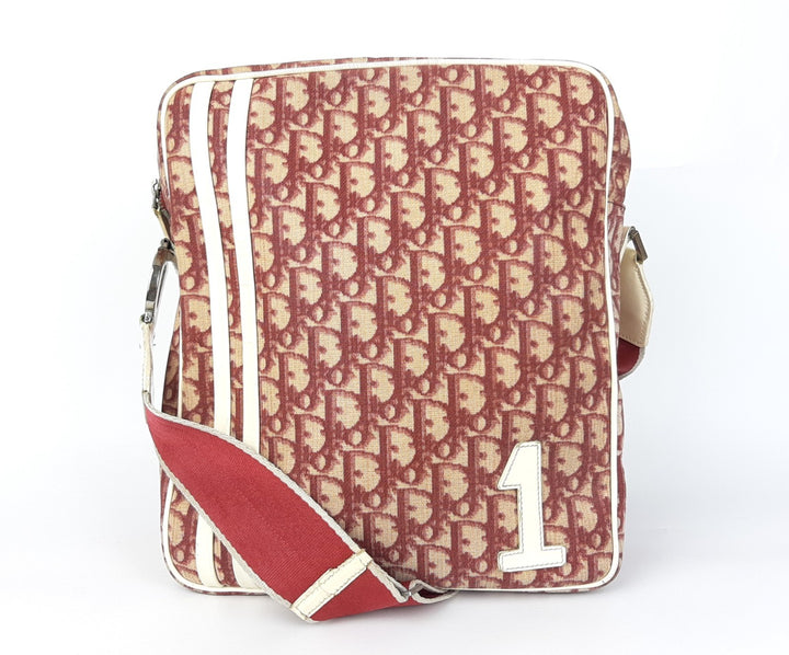 Christian Dior Trotter Canvas Pouch Shoulder Bag Red White No 1 Long Strap0