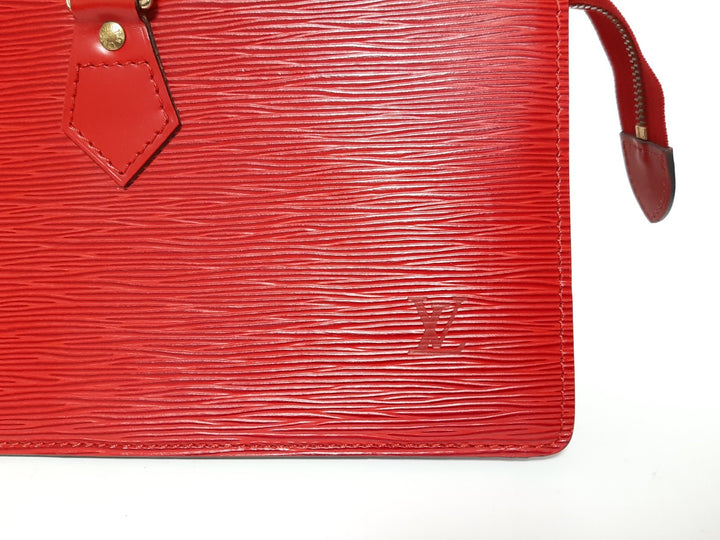 Louis Vuitton Sac Triangle Epi Handbag M52097 Red Gold Hardware MI09551