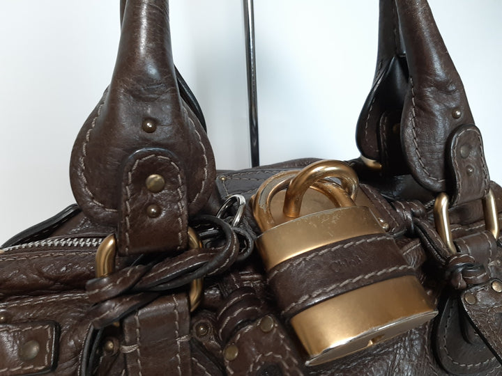 Chloe Paddington Dark Brown Glod Padlock Key Women's Hand Shoulder Bag2
