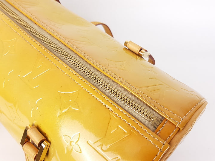 Louis Vuitton Vernis Bedford Hand Bag M91006 Monogram Yellow TH09395
