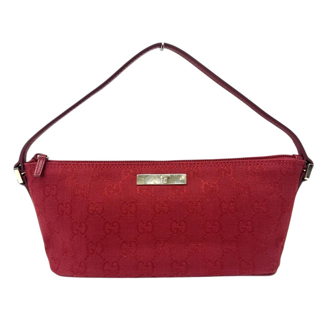 Gucci Bag Accessory Pouch Purse GG Canvas Red Silver Hardware0